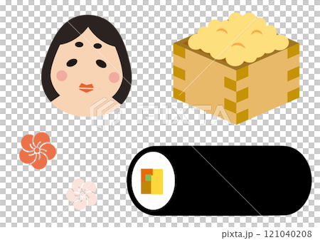 お多福と福豆と恵方巻 121040208