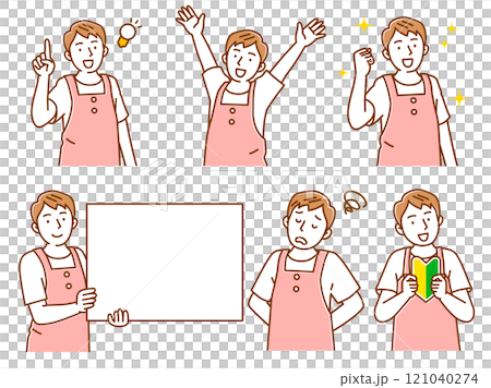 Illustration variations of men working with aprons 121040274