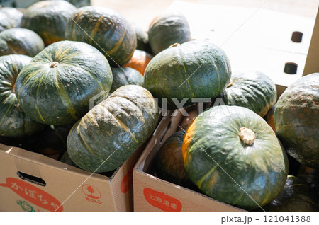 市場で売られているカボチャ 市場で売られているカボチャ 121041388