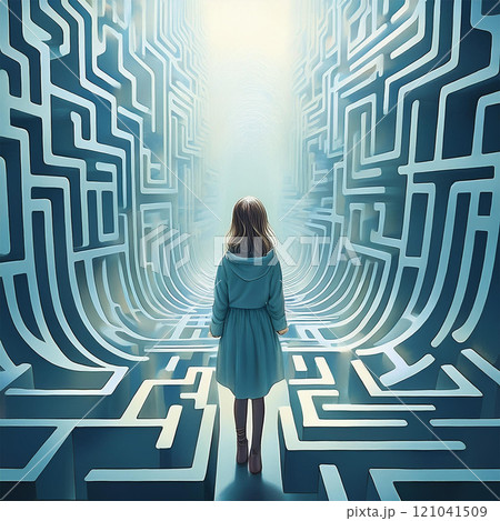 巨大な迷路の中に迷い込んだ少女 121041509