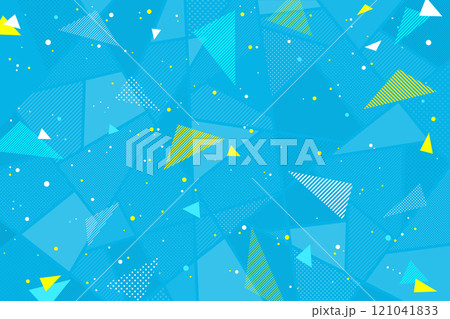 三角明るくポップな背景素材 水色  オレンジ イベント セール バックグラウンド ドット ストライプ 121041833