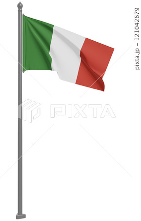 イタリア共和国のはためく国旗の3Dイラスト(正面) イタリア共和国のはためく国旗の3Dイラスト(正面) 121042679
