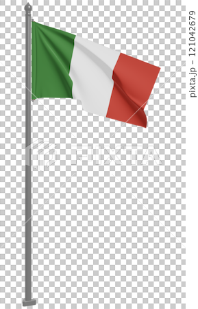 イタリア共和国のはためく国旗の3Dイラスト(正面) イタリア共和国のはためく国旗の3Dイラスト(正面) 121042679