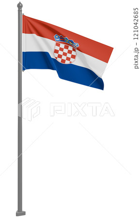 クロアチア共和国のはためく国旗の3Dイラスト(正面) クロアチア共和国のはためく国旗の3Dイラスト(正面) 121042685