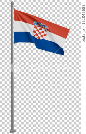 クロアチア共和国のはためく国旗の3Dイラスト(正面) クロアチア共和国のはためく国旗の3Dイラスト(正面) 121042685