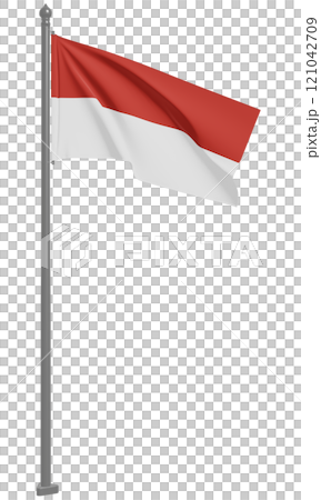 3D illustration of the Principality of Monaco's fluttering flag (front view) 121042709