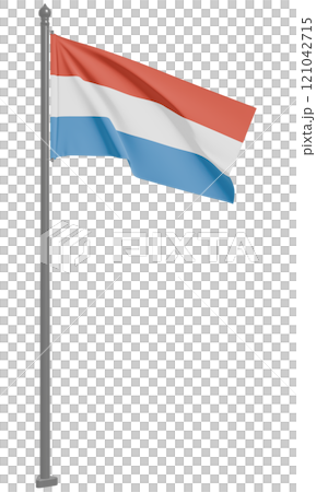 3D illustration of the Grand Duchy of Luxembourg fluttering flag (front view) 3D illustration of the Grand Duchy of Luxembourg fluttering flag (front view) 121042715