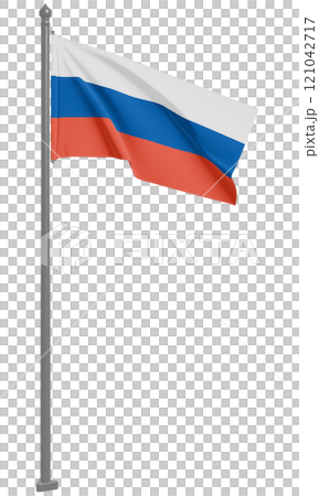 3D illustration of the fluttering flag of the Russian Federation (front view) 3D illustration of the fluttering flag of the Russian Federation (front view) 121042717
