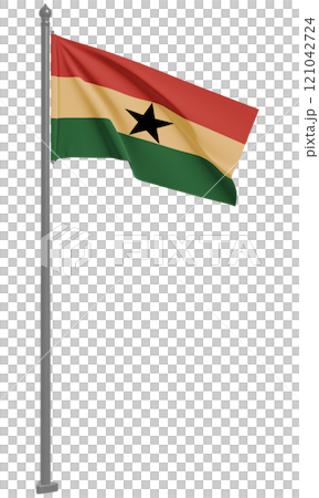 3D illustration of the fluttering flag of the Republic of Ghana (front view) 121042724