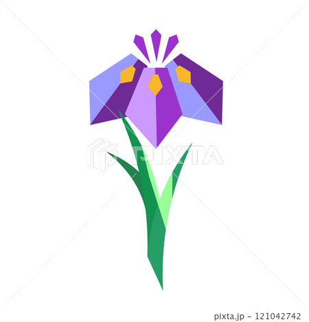 折り紙で作ったような菖蒲の花のイラスト 121042742