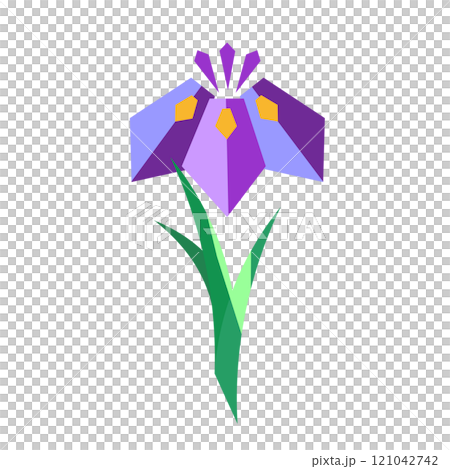 折り紙で作ったような菖蒲の花のイラスト 121042742