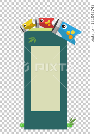 Illustration of a hanging scroll with carp streamers Illustration of a hanging scroll with carp streamers 121042745