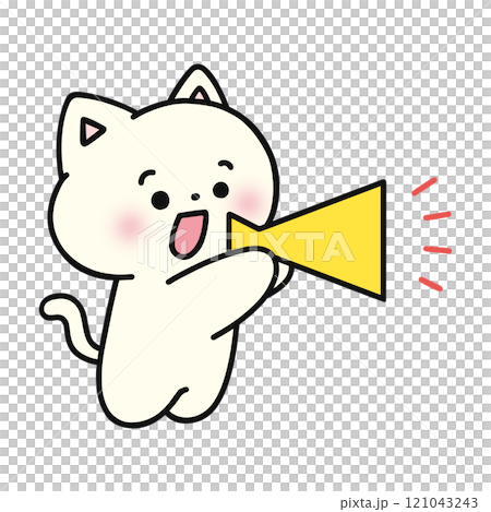 Cat cheering with a megaphone 121043243