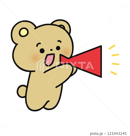メガホンで応援するクマ 121043245