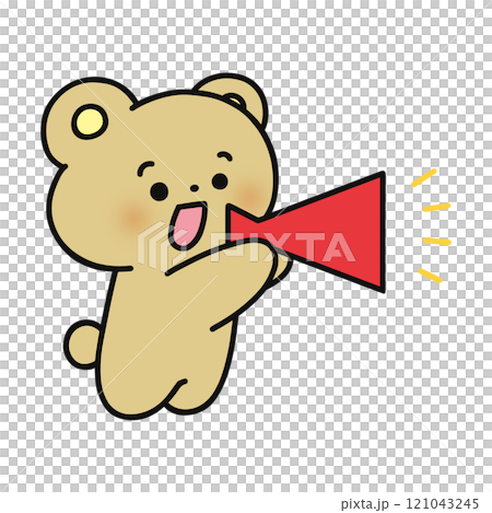 メガホンで応援するクマ 121043245