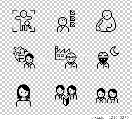 人間ドックに関するシンプルなアイコンイラストセット ベクター 人間ドックに関するシンプルなアイコンイラストセット ベクター 121043279