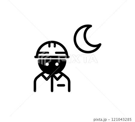 夜に働く作業員のアイコンイラスト　ベクター 121043285