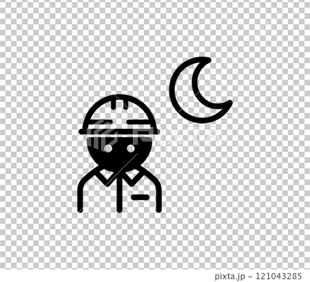 夜に働く作業員のアイコンイラスト　ベクター 121043285