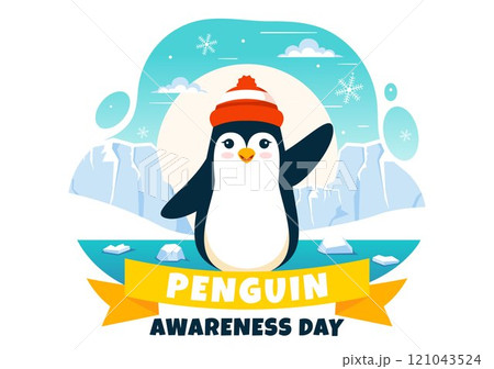 Penguin Awareness Day Vector Illustration on January 20, featuring Penguins and an Iceberg to Promote Animal Conservation in a Flat Background 121043524