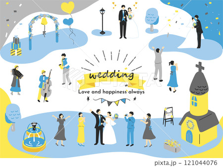 結婚をお祝いする人達 121044076