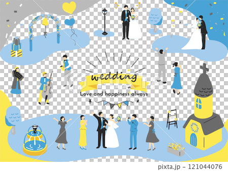 結婚をお祝いする人達 121044076