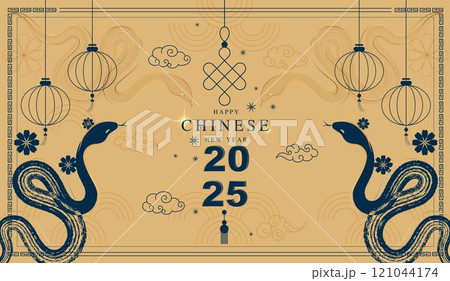 Chinese new year 2025 modern art design set in blue gold background. Lunar new year 2025 for cover, card, poster website, calendar and banner. symbol of of the snake. vector design. Chinese new year 2025 modern art design set in blue gold background. Lunar new year 2025 for cover, card, poster website, calendar and banner. symbol of of the snake. vector design. 121044174