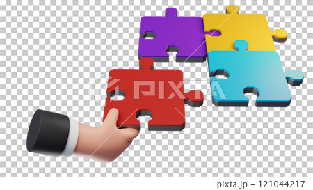 hand with puzzle 121044217