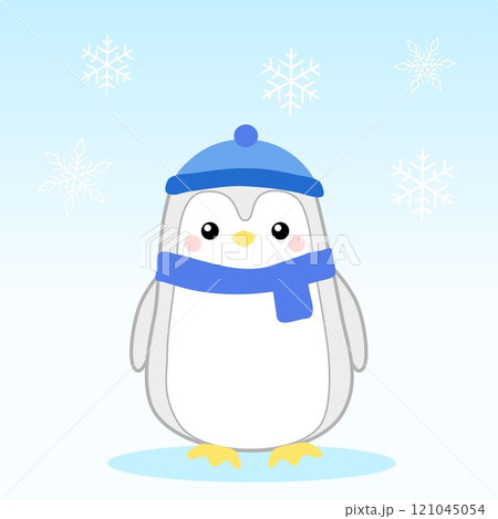 冬の風景とかわいいペンギンのイラスト 冬の風景とかわいいペンギンのイラスト 121045054