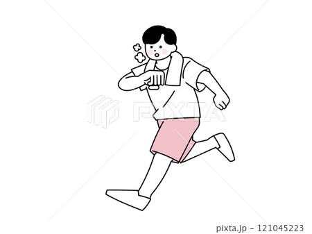 走っている若い男性のイラスト 走っている若い男性のイラスト 121045223