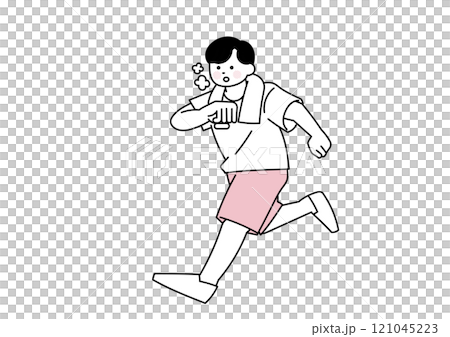 走っている若い男性のイラスト 走っている若い男性のイラスト 121045223