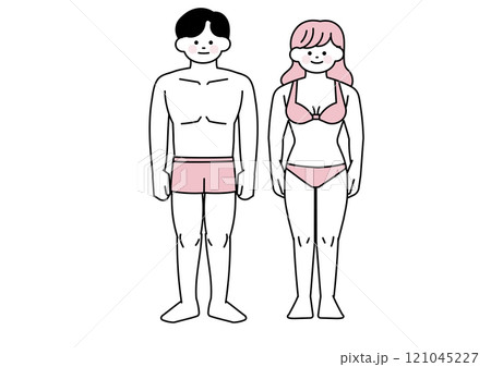 若い男性と女性のイラストセット 若い男性と女性のイラストセット 121045227