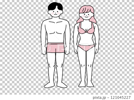 若い男性と女性のイラストセット 若い男性と女性のイラストセット 121045227
