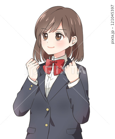 やる気満々の女の子のイラスト やる気満々の女の子のイラスト 121045397