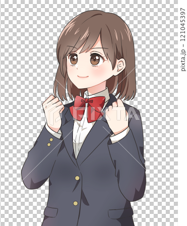 やる気満々の女の子のイラスト やる気満々の女の子のイラスト 121045397