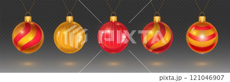Christmas balls set isolated on transparent Christmas balls set isolated on transparent 121046907