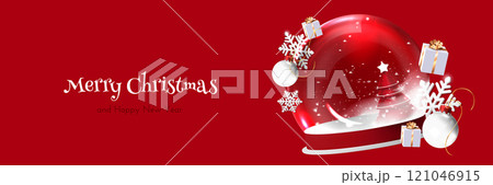 Christmas podium covered with glass globe Christmas podium covered with glass globe 121046915