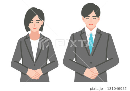 お辞儀をする会社員の男女セット	 121046985