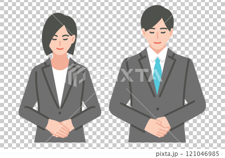 お辞儀をする会社員の男女セット	 121046985