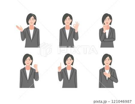 スーツを着た女性のイラストセット スーツを着た女性のイラストセット 121046987