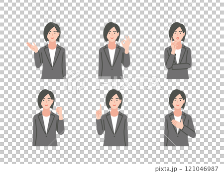 スーツを着た女性のイラストセット スーツを着た女性のイラストセット 121046987