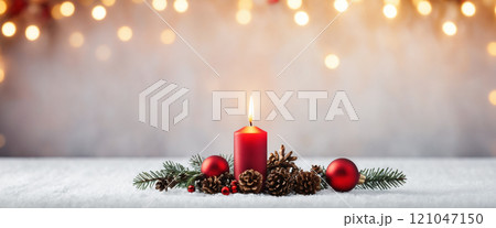 Christmas Background copy space Burning Advent Candle 121047150