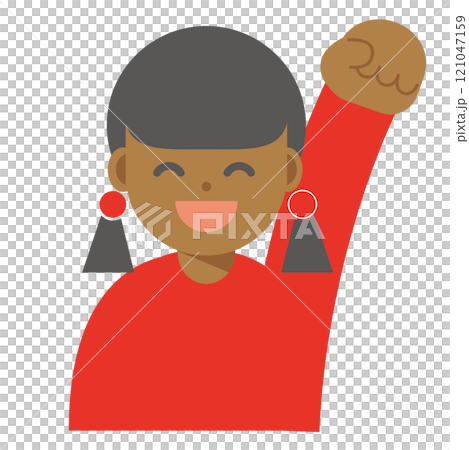 拳を上げる笑顔の女性のアイコン 121047159