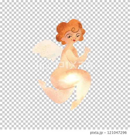 Cupid or Amor, the Greek god of love. Golden-haired baby with wings. Character. Isolated watercolor illustration for Valentine. Clipart. Cupid or Amor, the Greek god of love. Golden-haired baby with wings. Character. Isolated watercolor illustration for Valentine. Clipart. 121047296