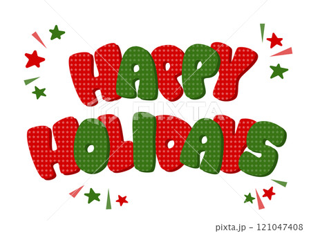 ハッピーホリデーズのレトロポップな文字のイラスト 121047408