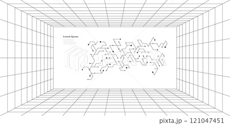 幾何学 抽象 六角形 科学 グリッド パターン 背景 幾何学 抽象 六角形 科学 グリッド パターン 背景 121047451