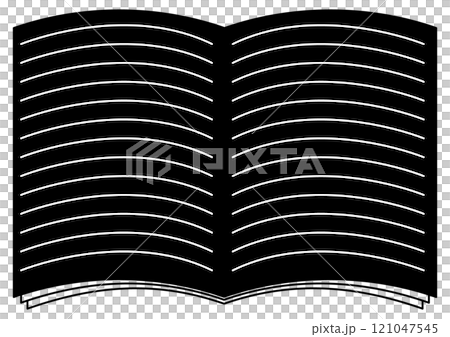 An open notebook with black lines 121047545