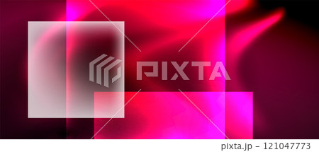 Glass squares with neon shiny light abstract background 121047773