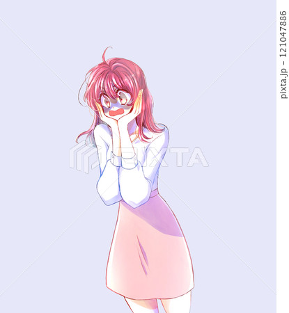 青ざめる女性 121047886