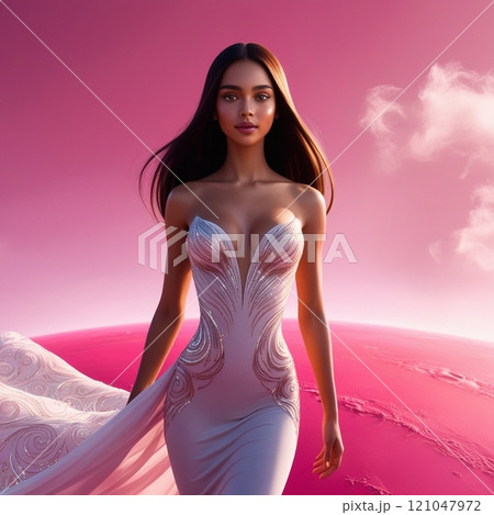 ピンクの惑星を歩くセクシーな美女 ピンクの惑星を歩くセクシーな美女 121047972