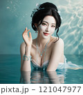 誘い水に黒髪美女 121047977